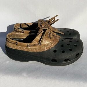 Crocs Islander Brown Leather Pitcrew Sport Boat Shoes Lace Up